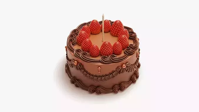 Vintage Strawberry Cake 3D model 4