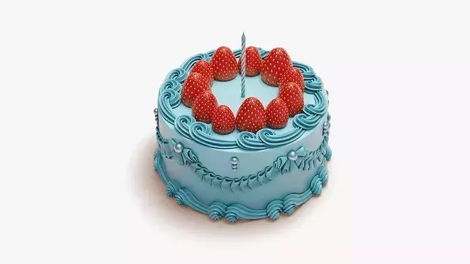 Vintage Strawberry Cake 3D model 7