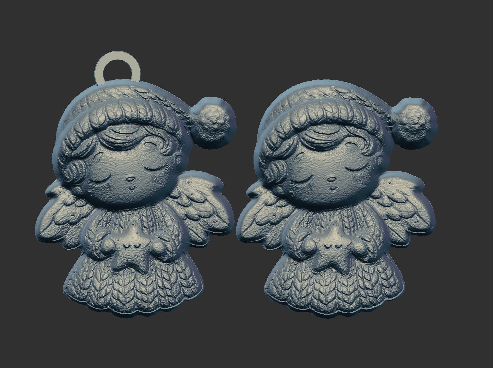 christmas cute angle decor  3D print model_3