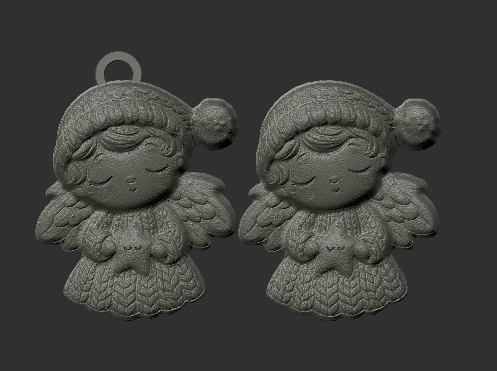 christmas cute angle decor  3D print model_5