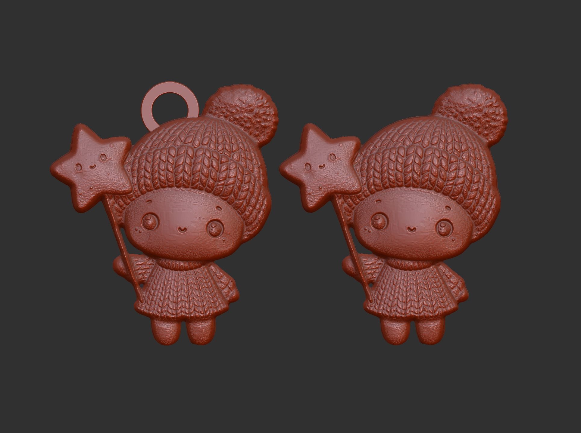 christmas little girl with star decor  3D print model_3