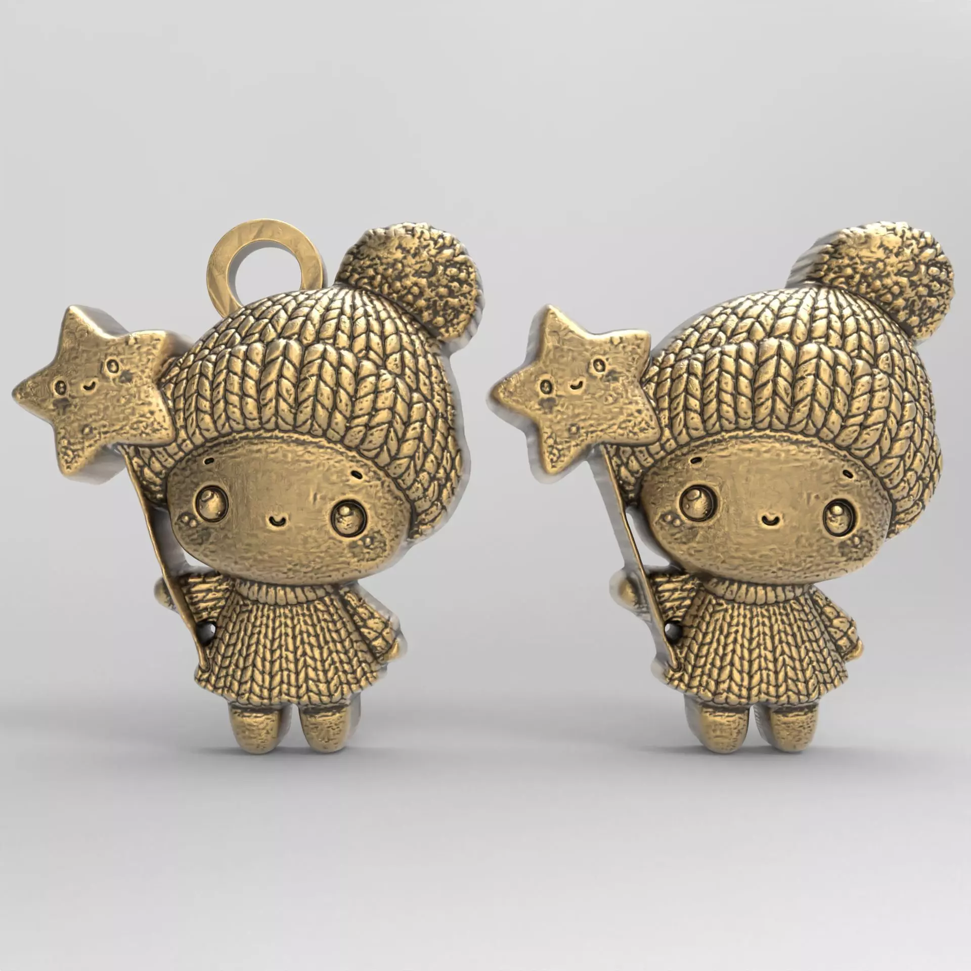 christmas little girl with star decor  3D print model_0