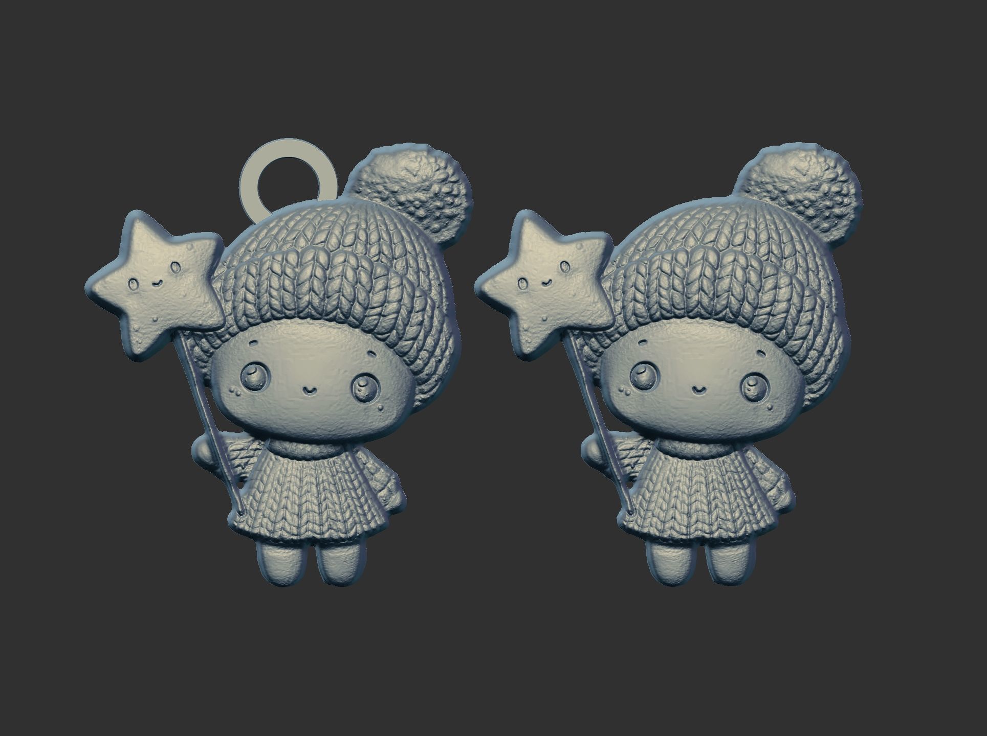 christmas little girl with star decor  3D print model_4