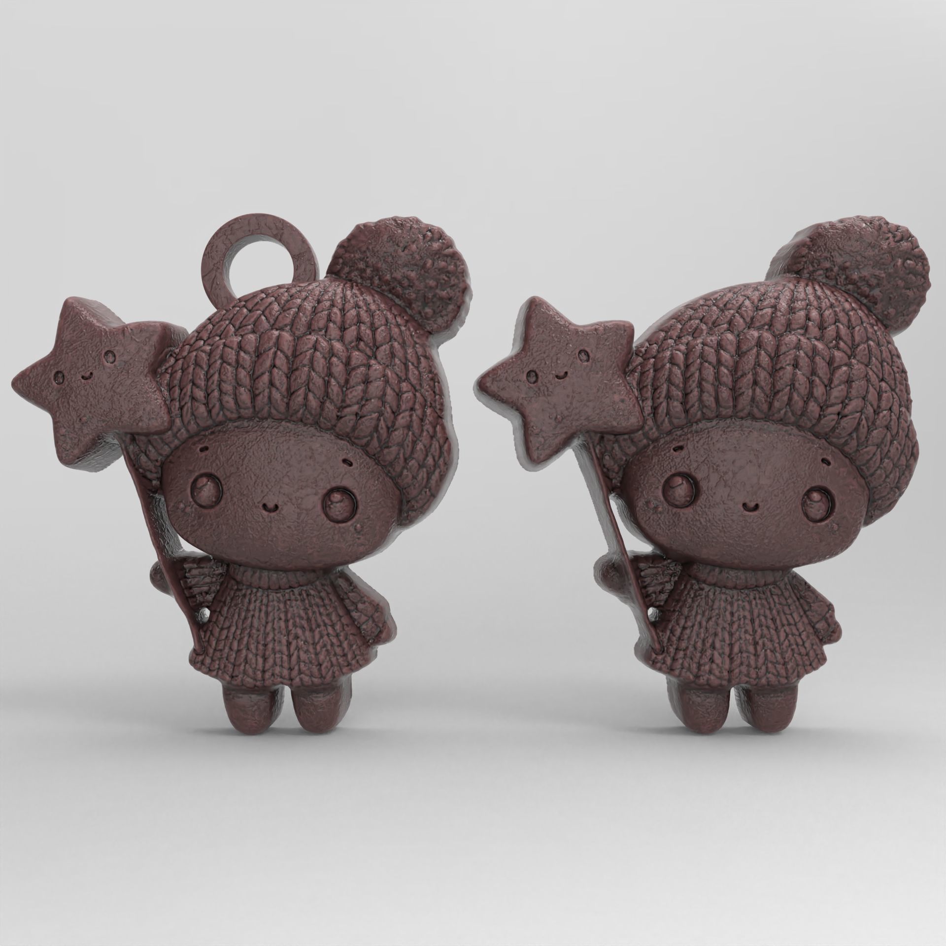 christmas little girl with star decor  3D print model_1