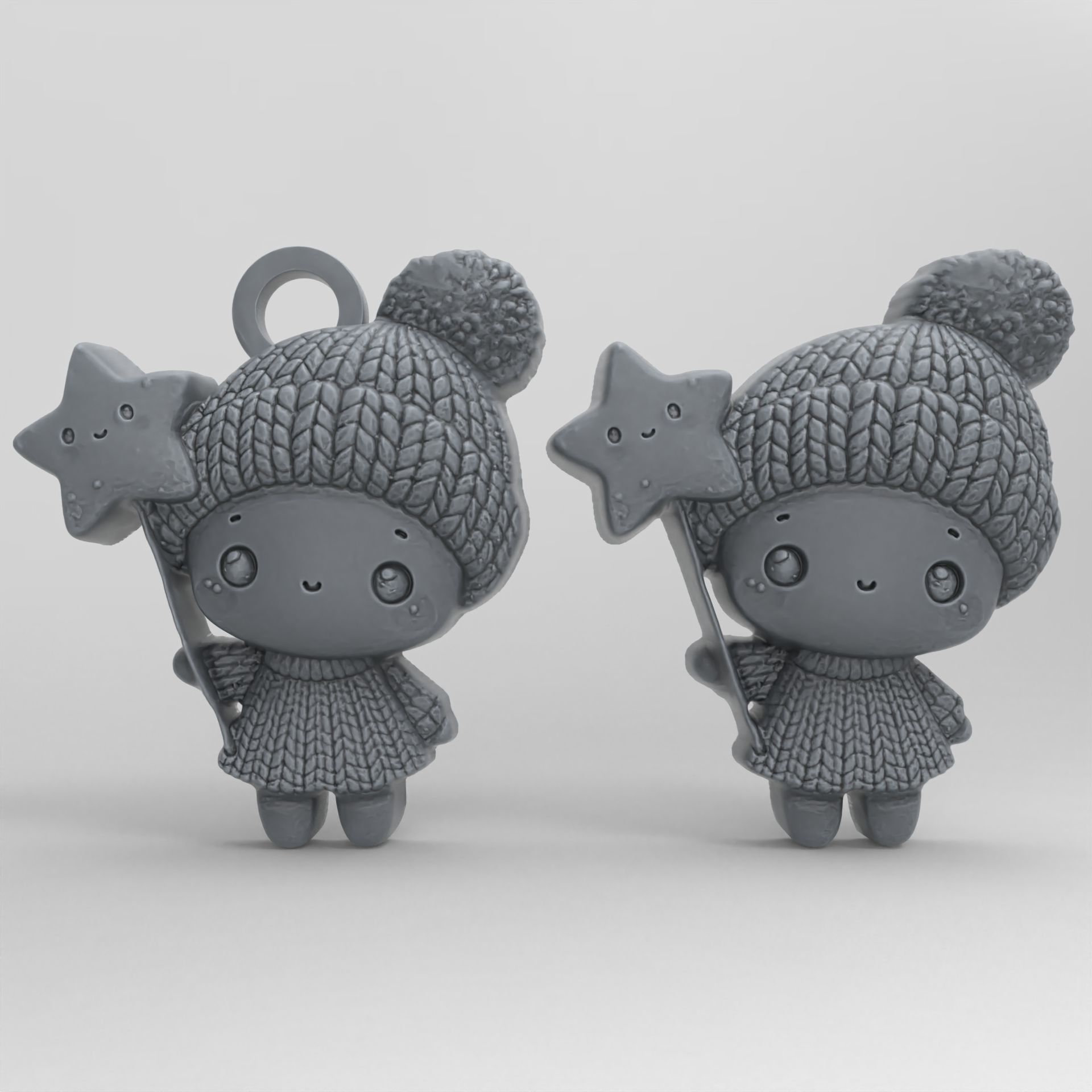 christmas little girl with star decor  3D print model_2