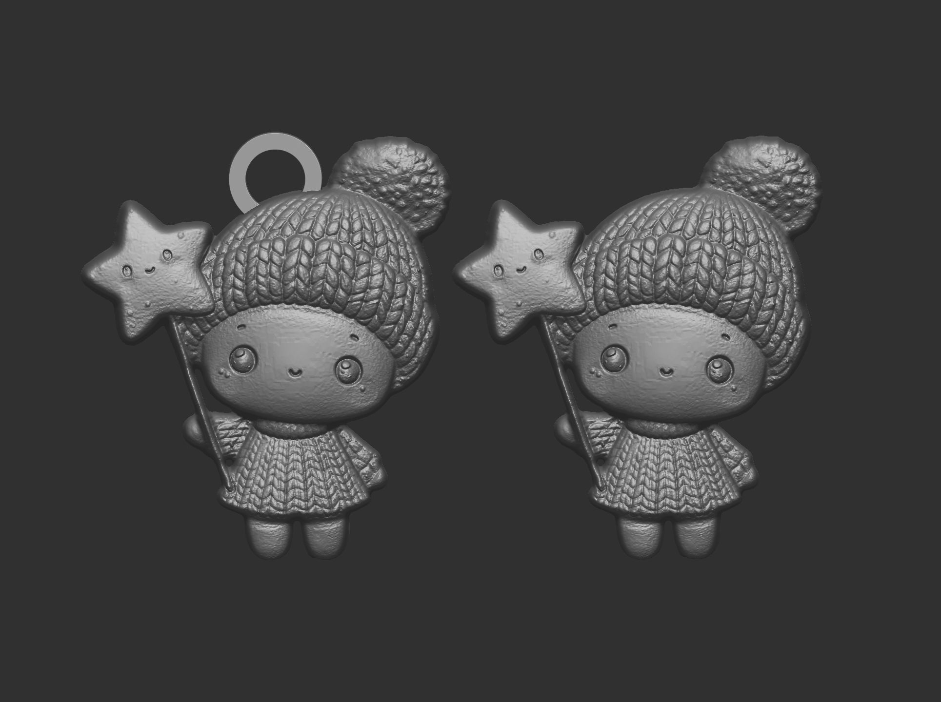 christmas little girl with star decor  3D print model_7