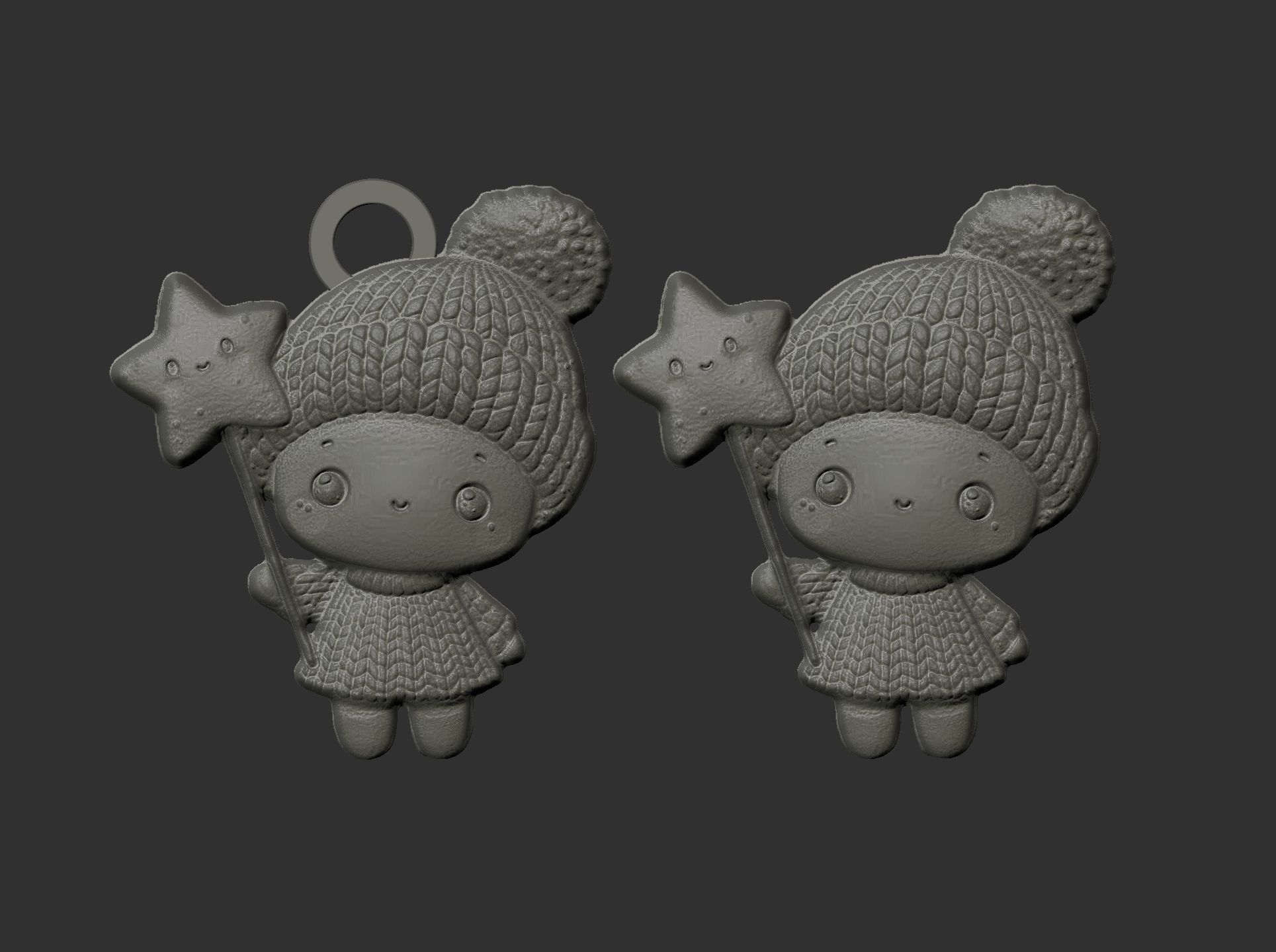 christmas little girl with star decor  3D print model_6