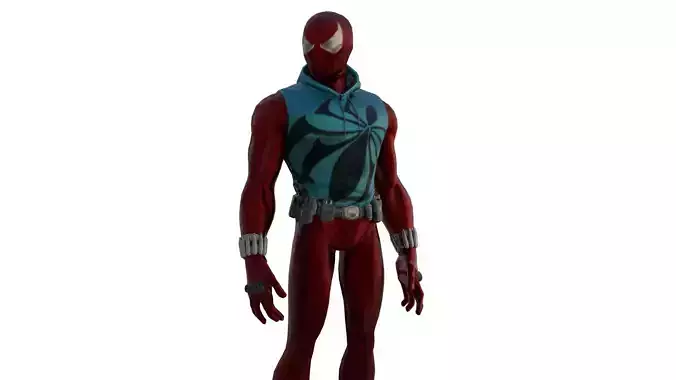 Scarlet Spider 3D Model High-Quality Superhero Character Asset Low-poly 3D model