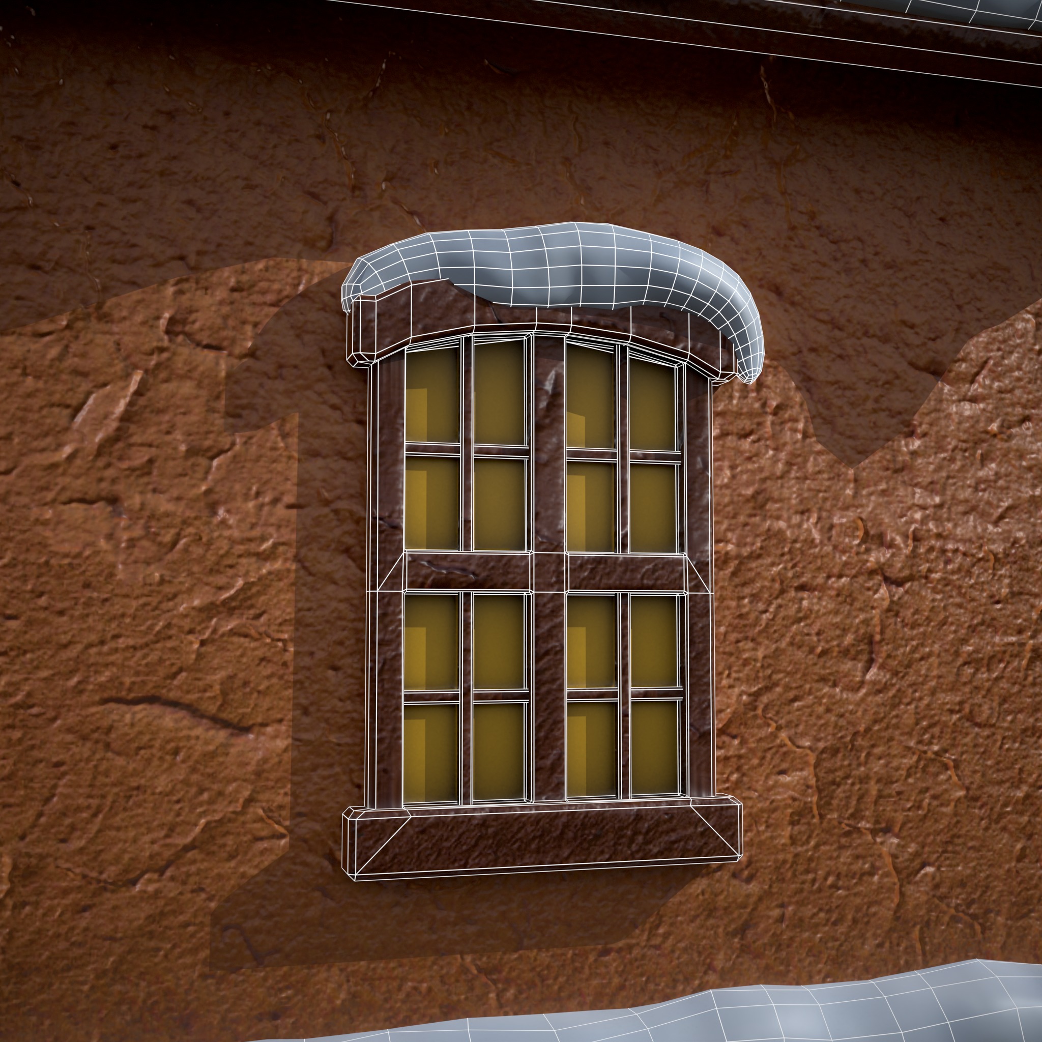 Snowy Gingerbread House Low-poly 3D model_14