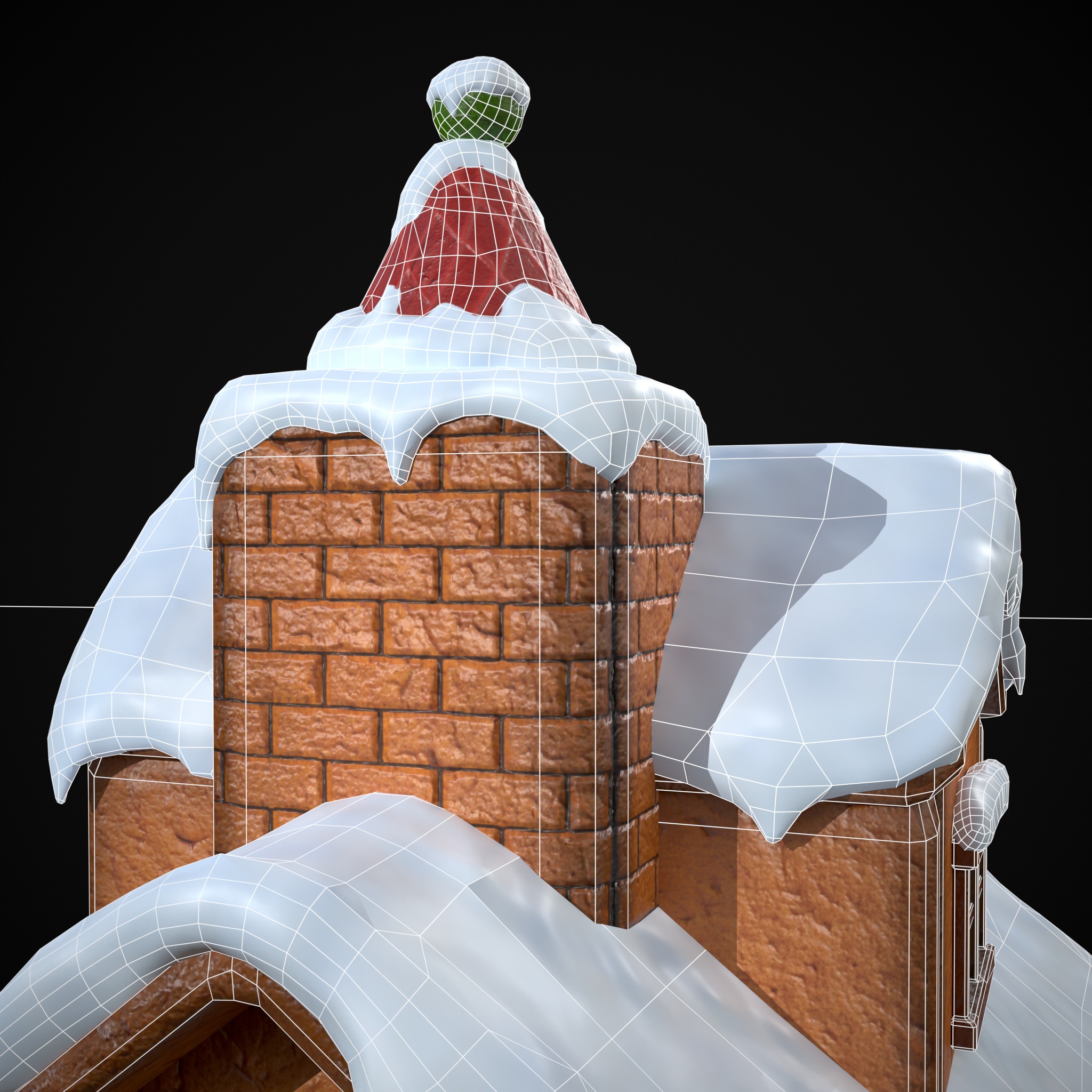 Snowy Gingerbread House Low-poly 3D model_18