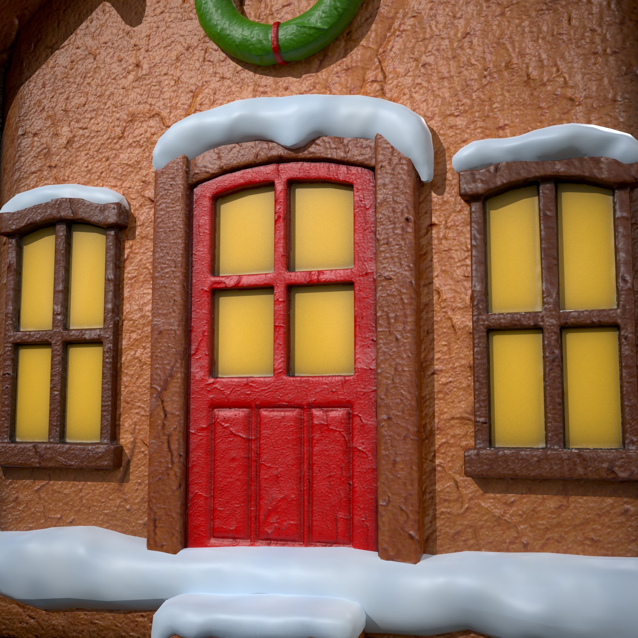 Snowy Gingerbread House Low-poly 3D model_15