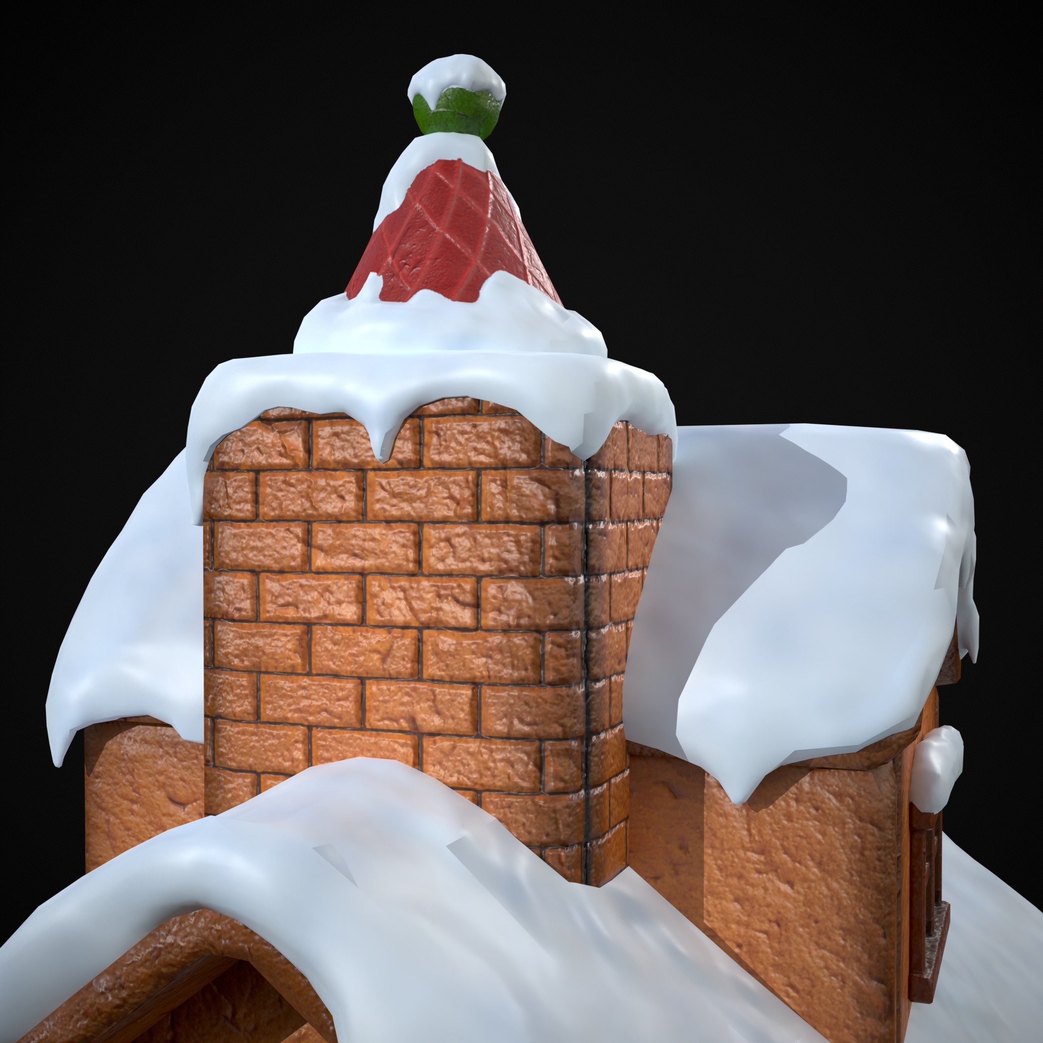 Snowy Gingerbread House Low-poly 3D model_17