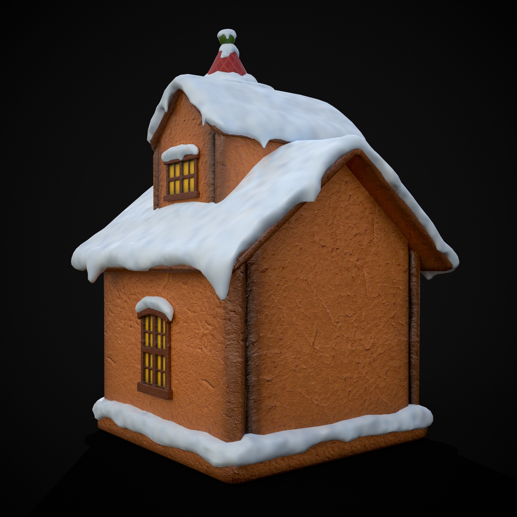 Snowy Gingerbread House Low-poly 3D model_5