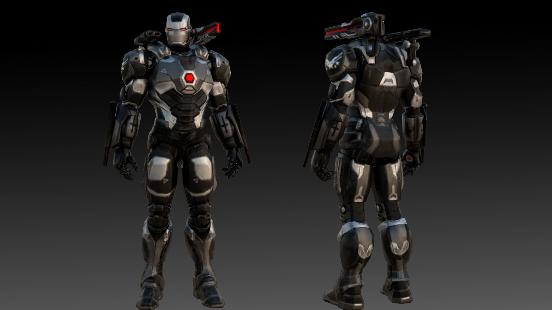 War Machine Marvel 3D Model  High-Quality Rigged Low-poly 3D model_5