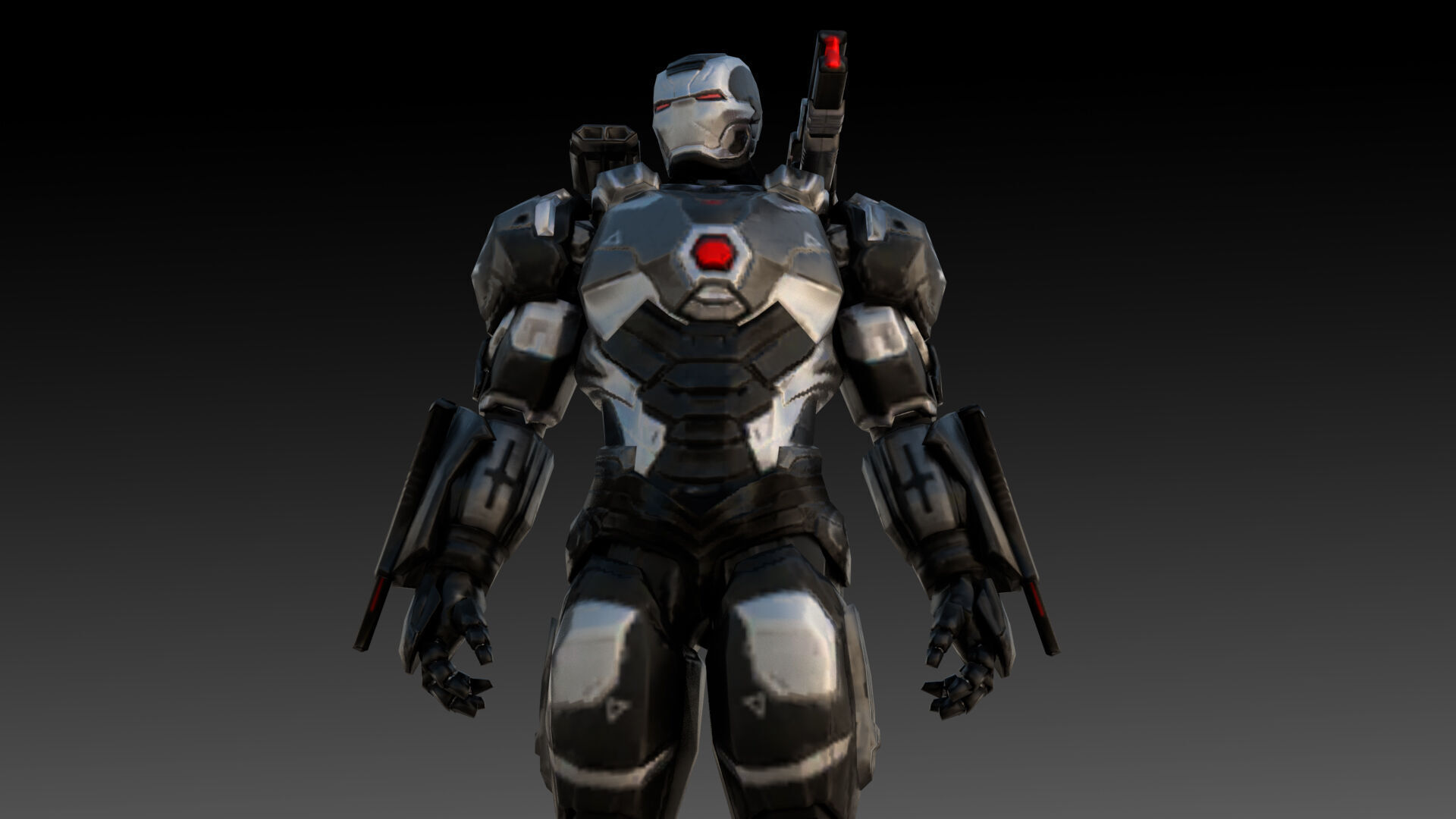 War Machine Marvel 3D Model  High-Quality Rigged Low-poly 3D model_2