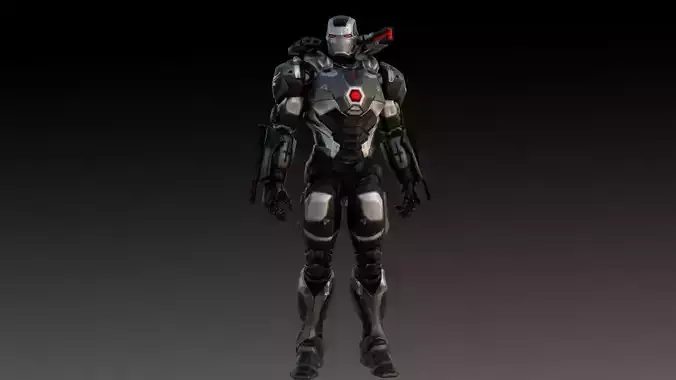 War Machine Marvel 3D Model  High-Quality Rigged Low-poly 3D model
