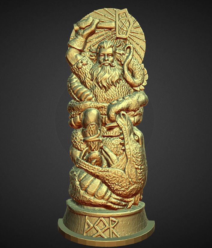 gods of asgard statue THOR 2 3D print model_1