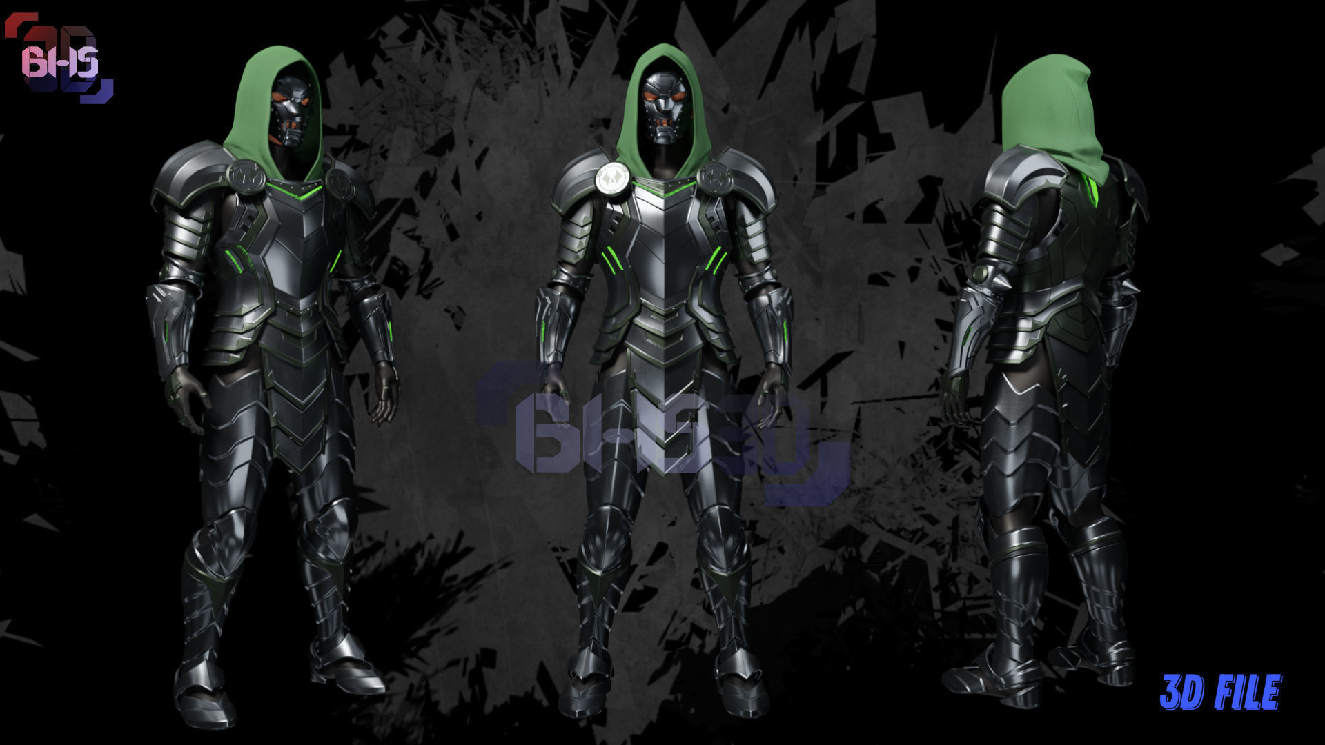 Absolute Doom Set Armor 3D STL File 3D print model_8