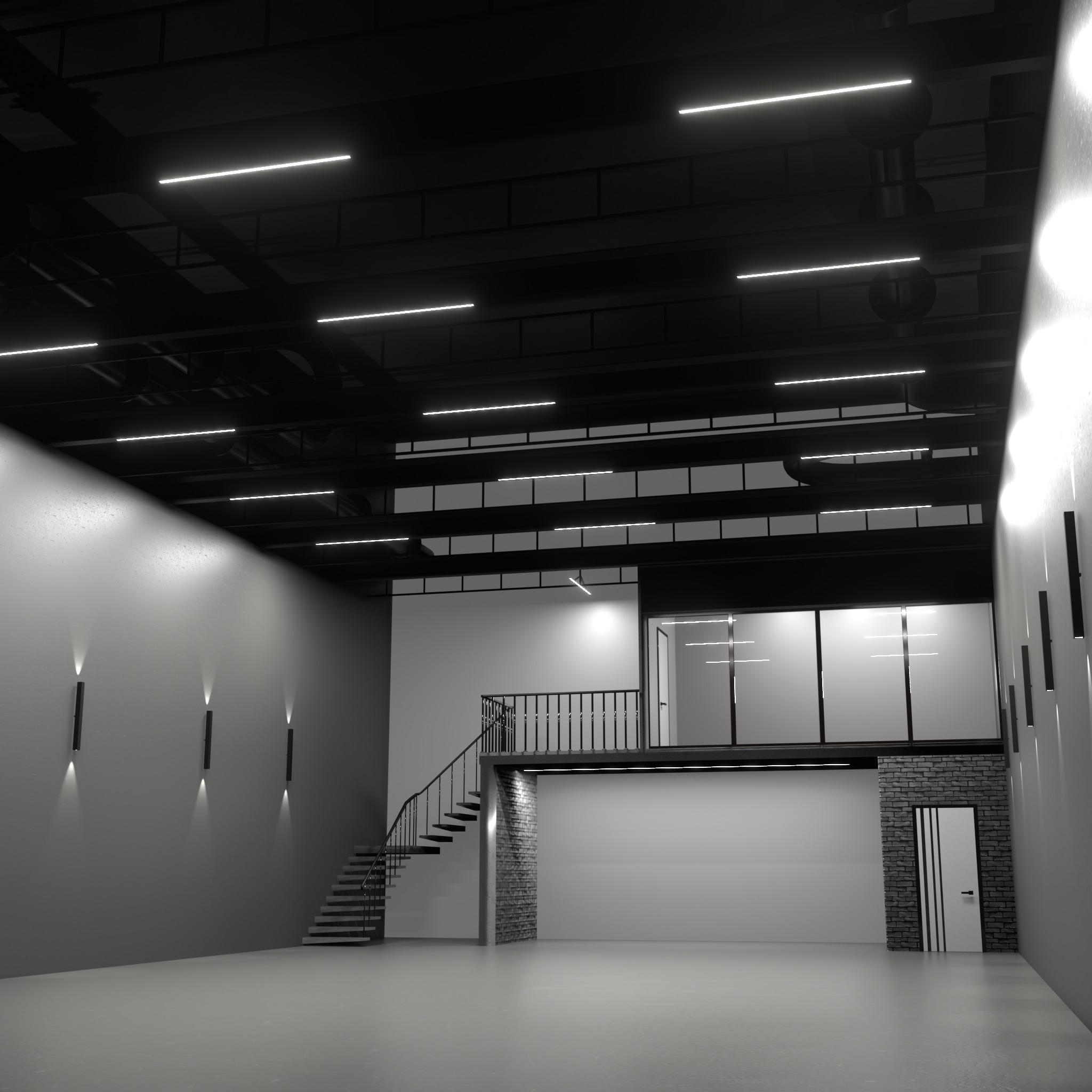 Office Warehouse car studio interior 3D model_2
