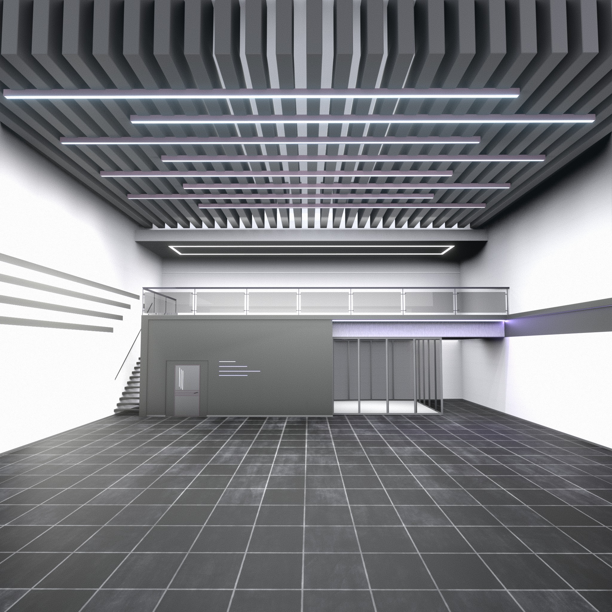 car STUDIO SCENE warehouse 3D future futuristic 3D model_1