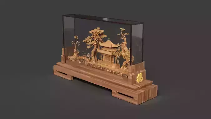 Chinese carved cork display stand 
