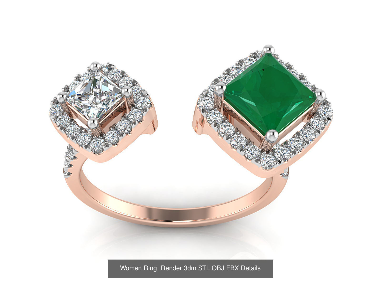 101 Women Ring Render 3dm STL OBJ FBX Details 3D Model Collection_77