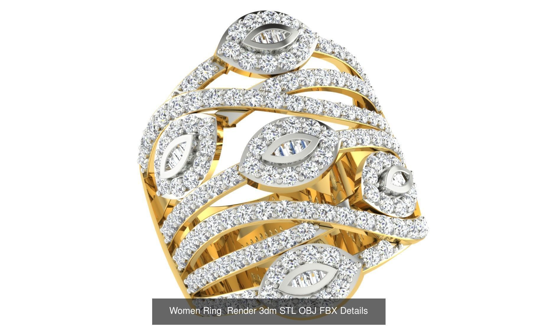 101 Women Ring Render 3dm STL OBJ FBX Details 3D Model Collection_44