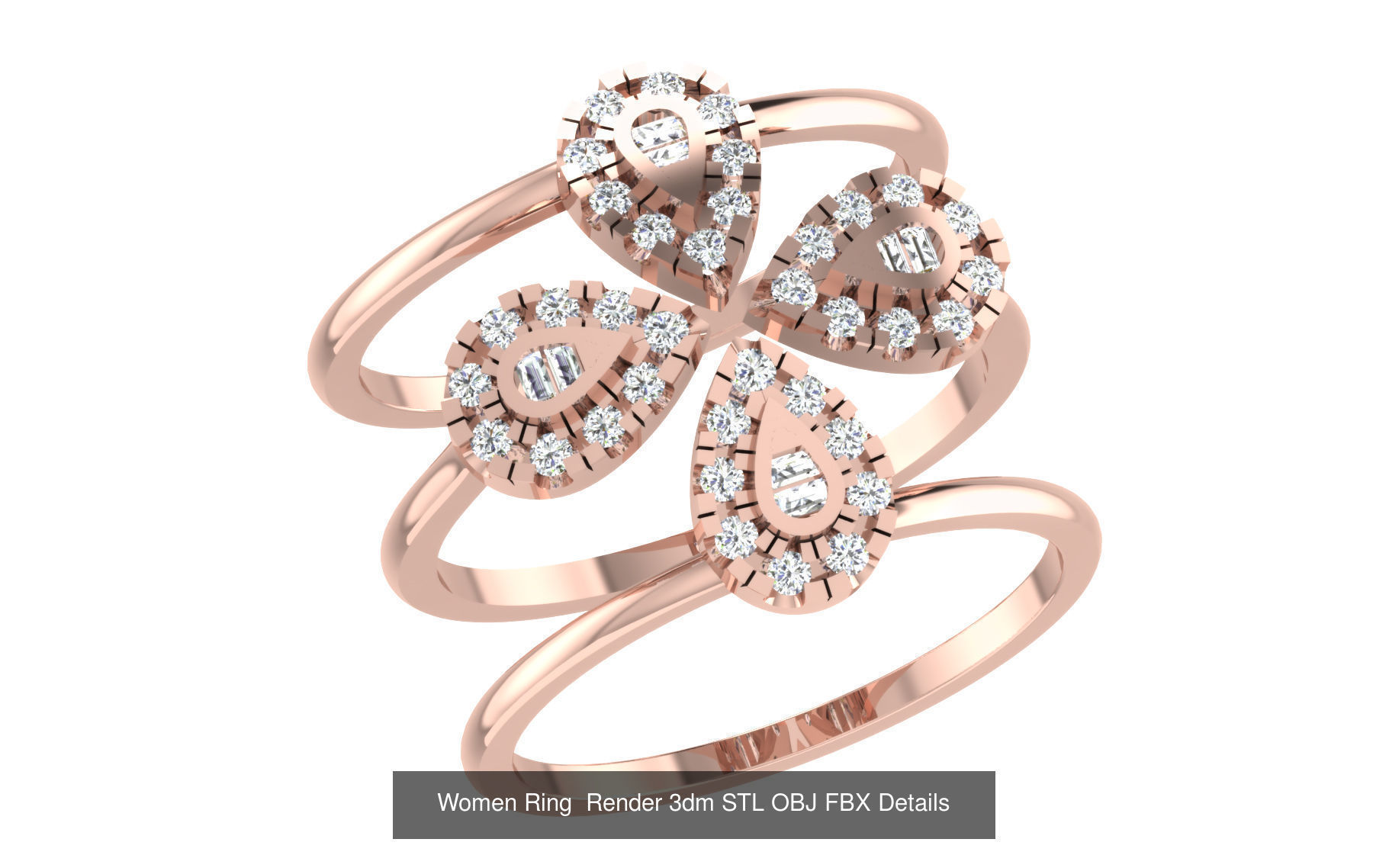 101 Women Ring Render 3dm STL OBJ FBX Details 3D Model Collection_46