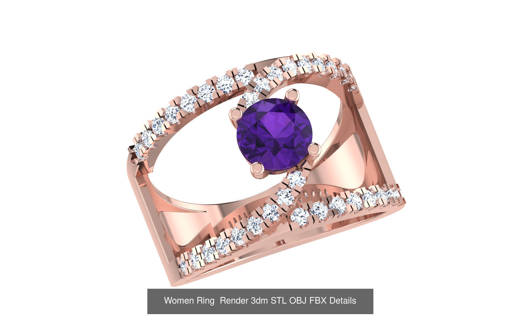 101 Women Ring Render 3dm STL OBJ FBX Details 3D Model Collection_65