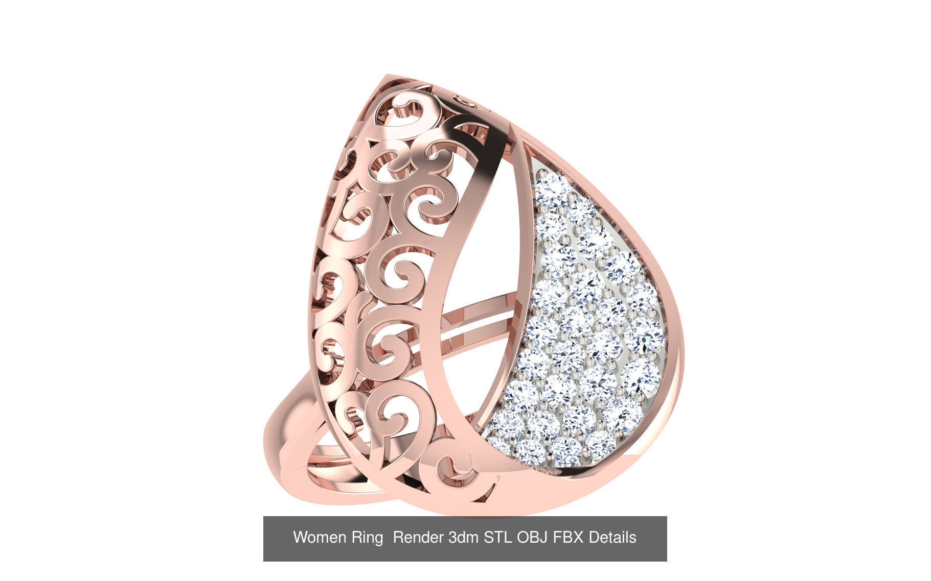 101 Women Ring Render 3dm STL OBJ FBX Details 3D Model Collection_69