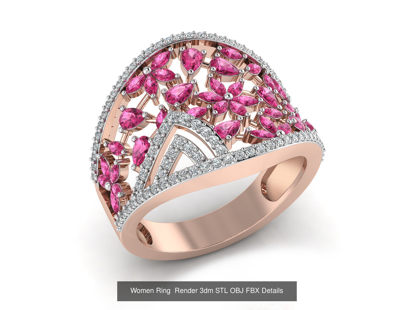 101 Women Ring Render 3dm STL OBJ FBX Details 3D Model Collection_96