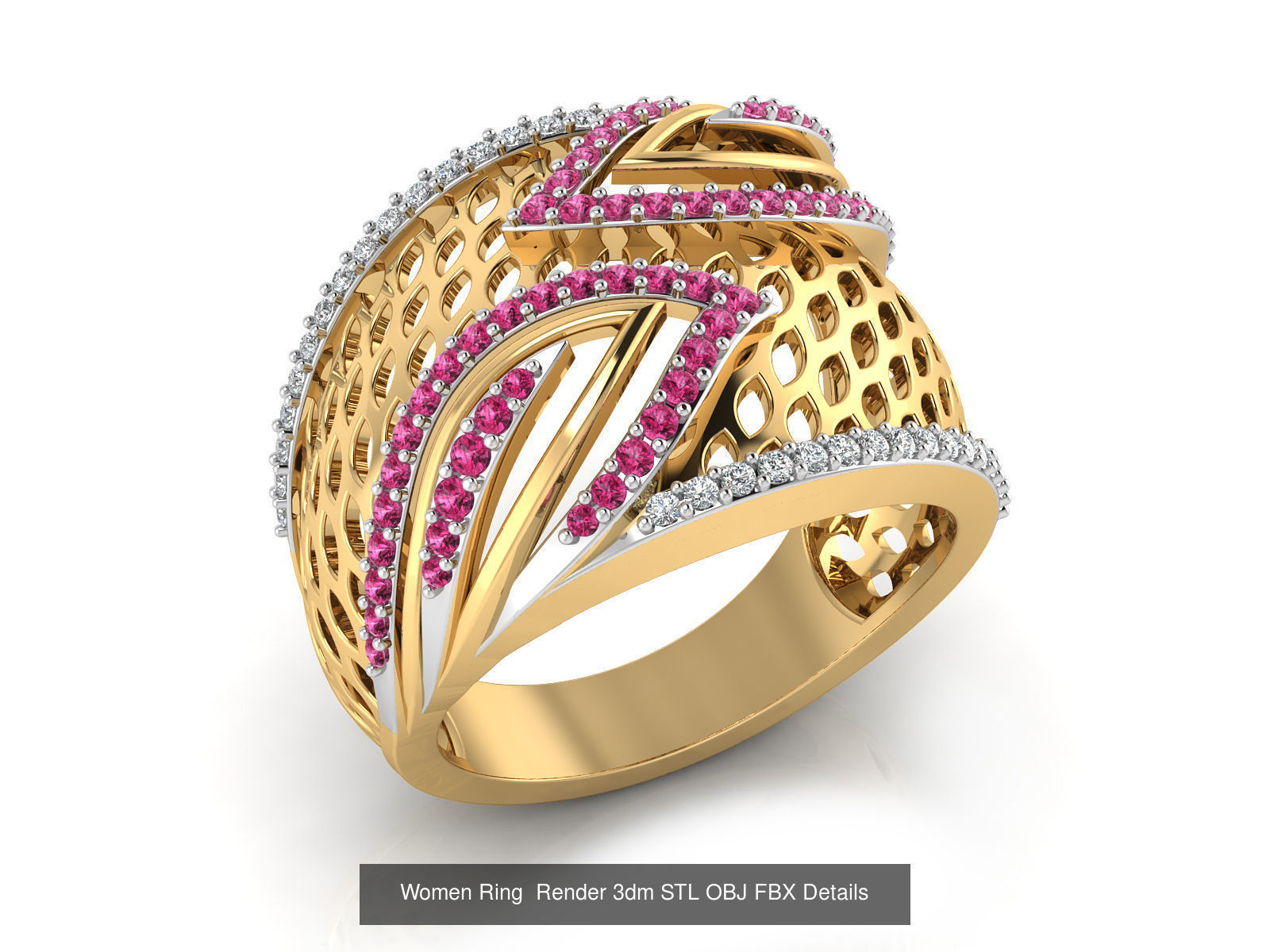 101 Women Ring Render 3dm STL OBJ FBX Details 3D Model Collection_105