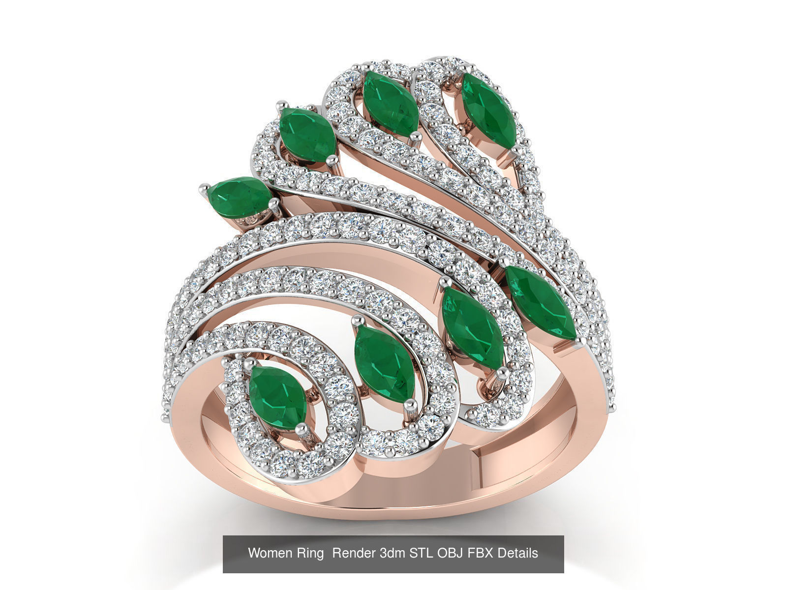 101 Women Ring Render 3dm STL OBJ FBX Details 3D Model Collection_89