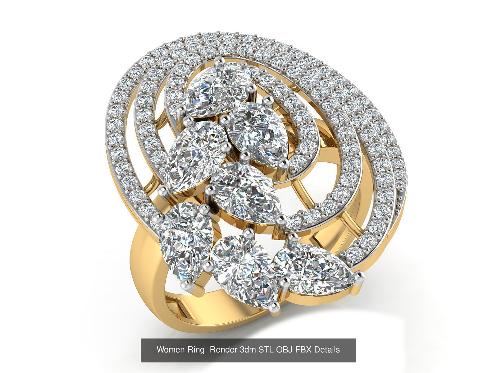 101 Women Ring Render 3dm STL OBJ FBX Details 3D Model Collection_88