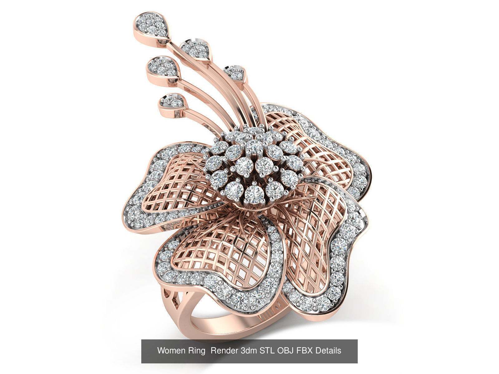 101 Women Ring Render 3dm STL OBJ FBX Details 3D Model Collection_83