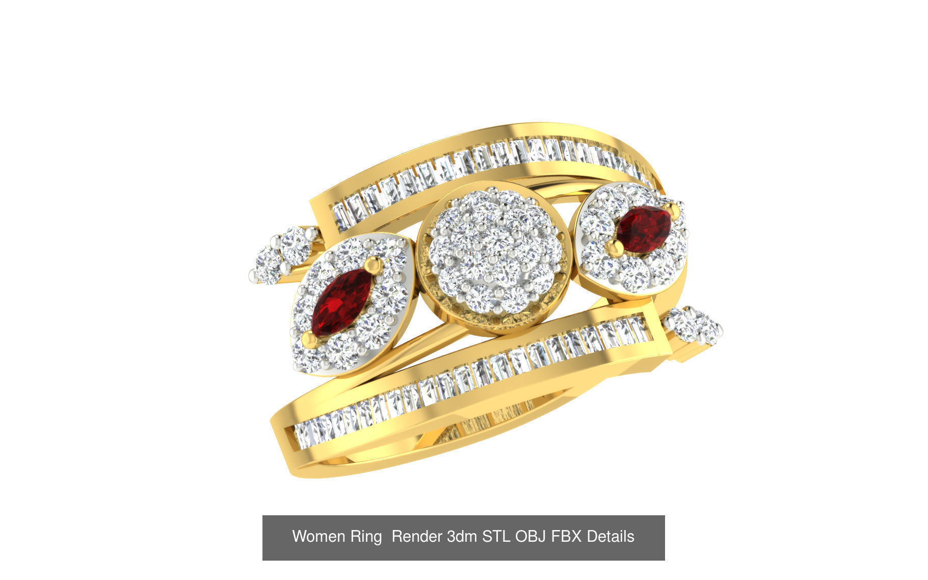 101 Women Ring Render 3dm STL OBJ FBX Details 3D Model Collection_45