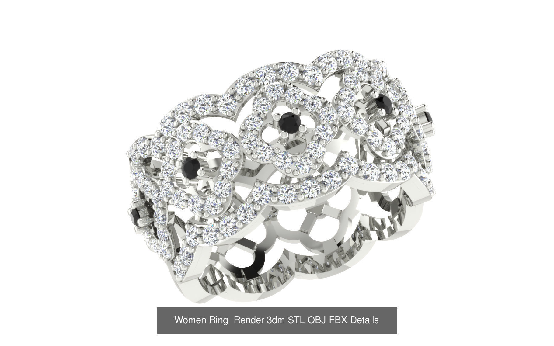 101 Women Ring Render 3dm STL OBJ FBX Details 3D Model Collection_37