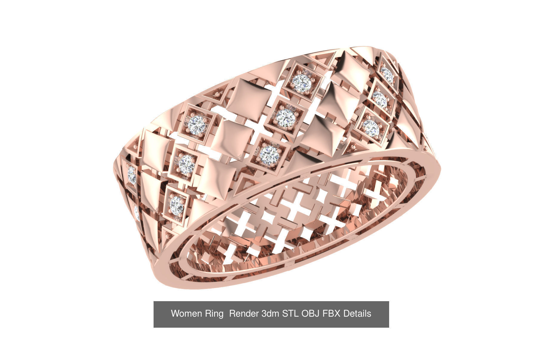 101 Women Ring Render 3dm STL OBJ FBX Details 3D Model Collection_41