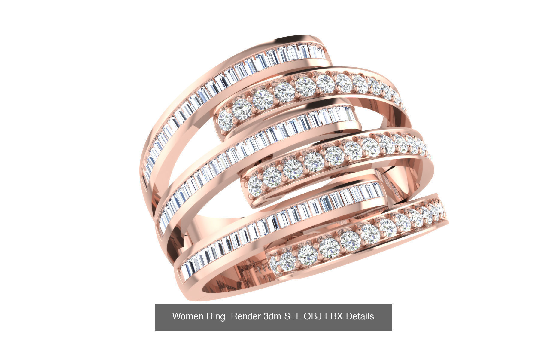 101 Women Ring Render 3dm STL OBJ FBX Details 3D Model Collection_35