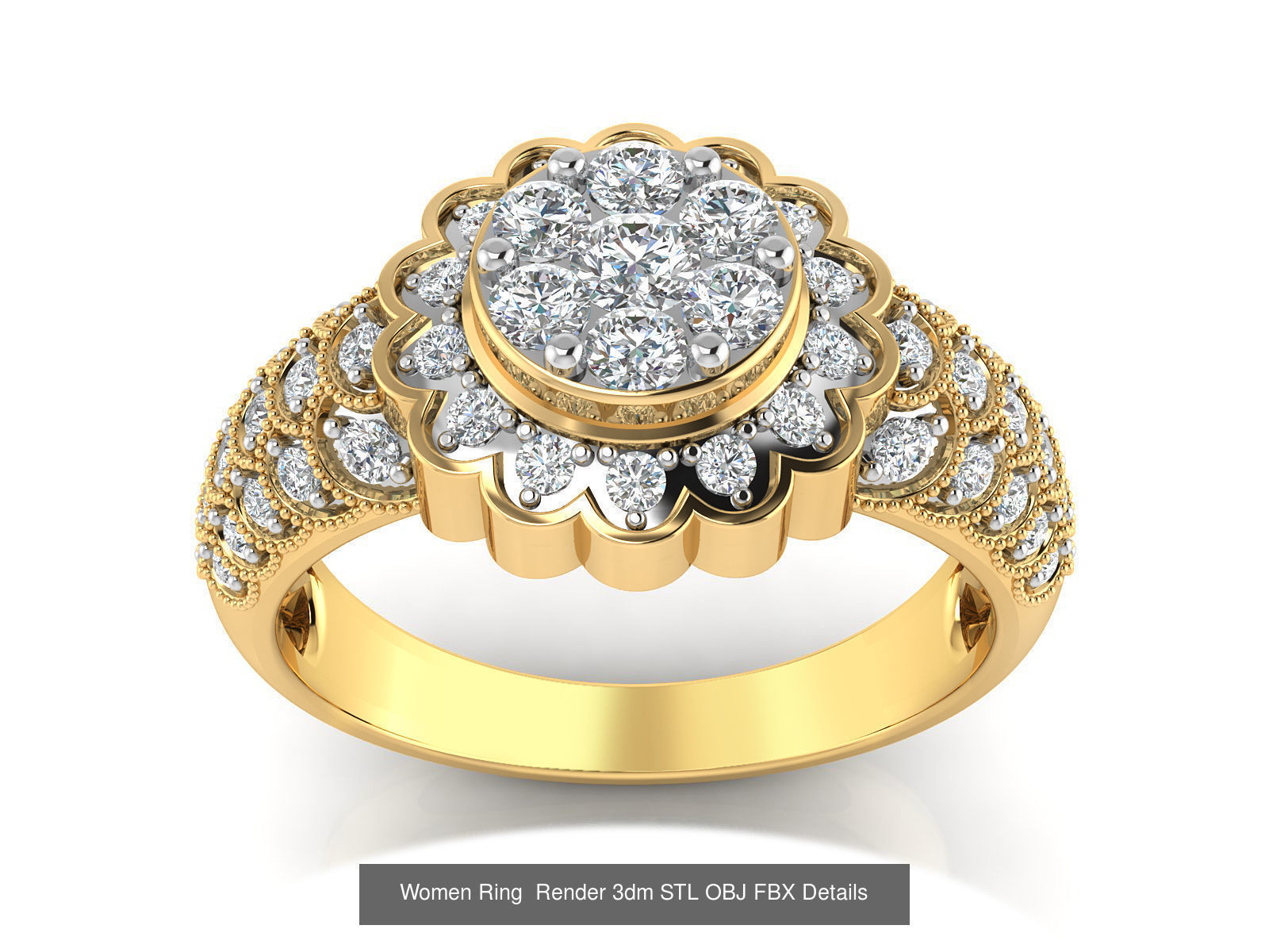 101 Women Ring Render 3dm STL OBJ FBX Details 3D Model Collection_109