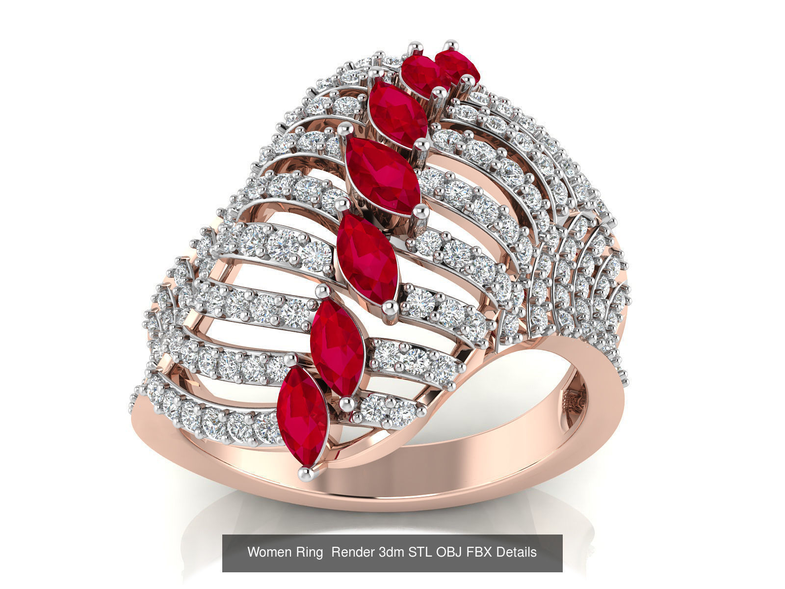 101 Women Ring Render 3dm STL OBJ FBX Details 3D Model Collection_99