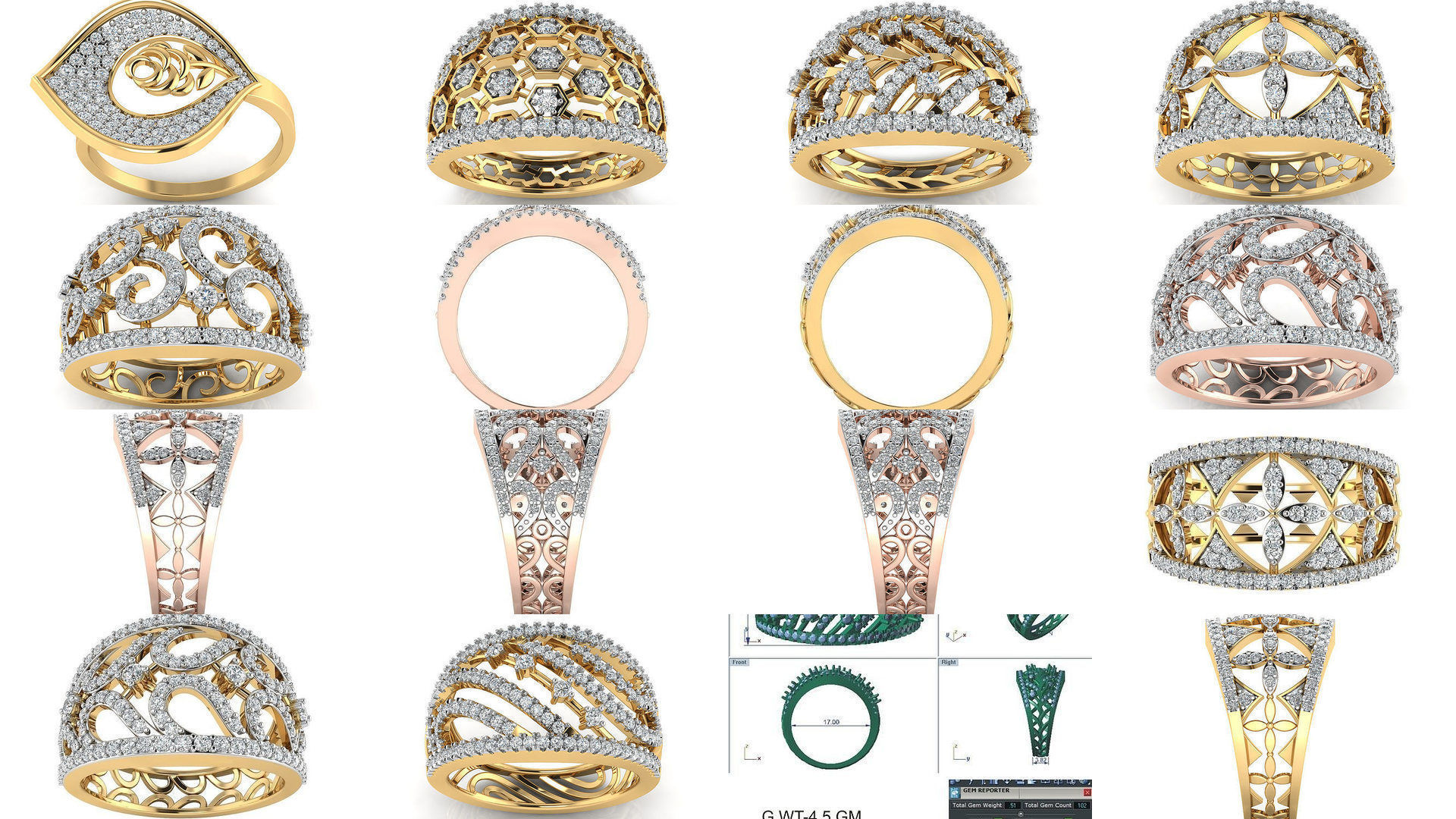 101 Women Ring Render 3dm STL OBJ FBX Details 3D Model Collection_28