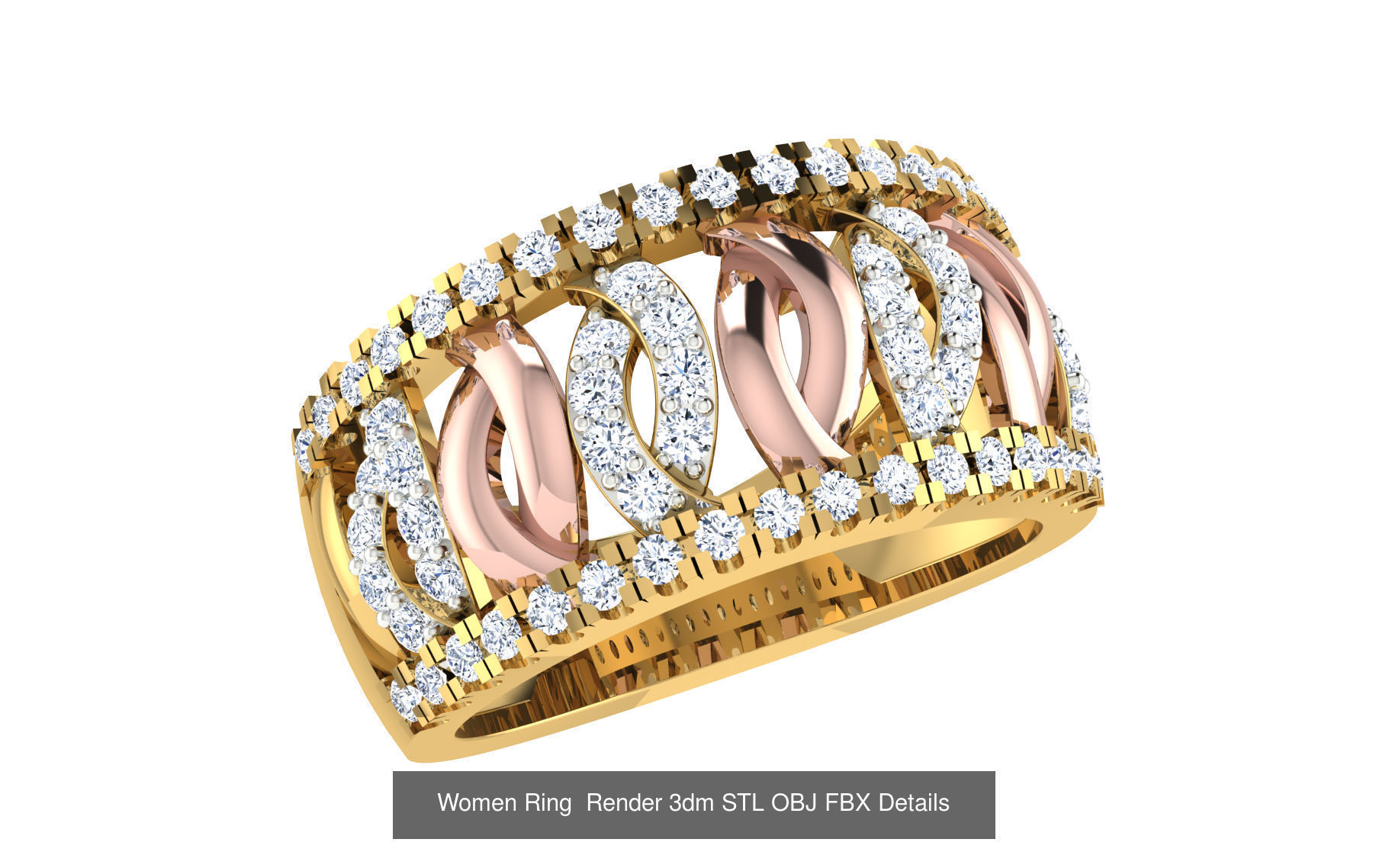 101 Women Ring Render 3dm STL OBJ FBX Details 3D Model Collection_60