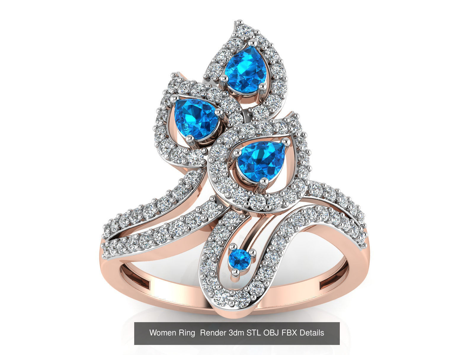 101 Women Ring Render 3dm STL OBJ FBX Details 3D Model Collection_108