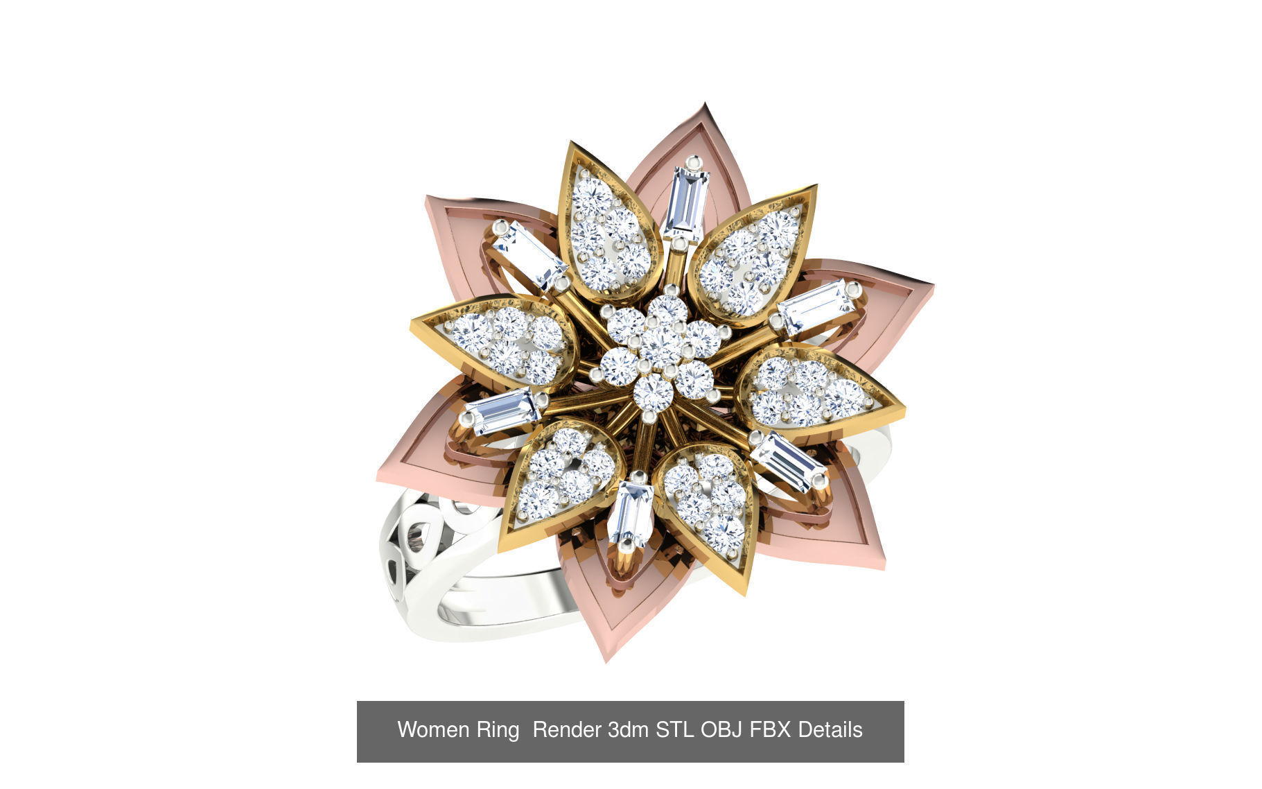 101 Women Ring Render 3dm STL OBJ FBX Details 3D Model Collection_73