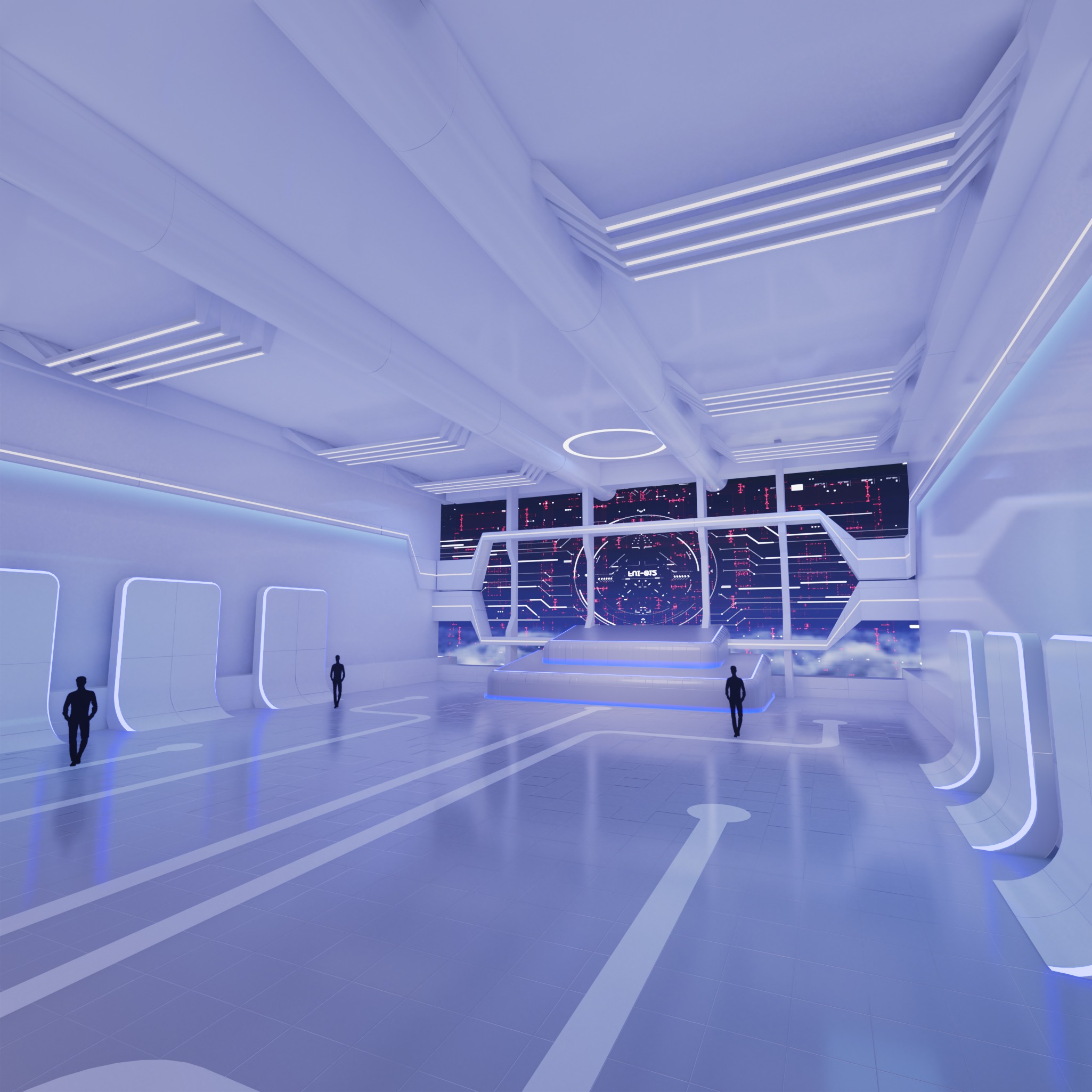 Sci Fi Exhibition Hall Interior with real world 3D model_7