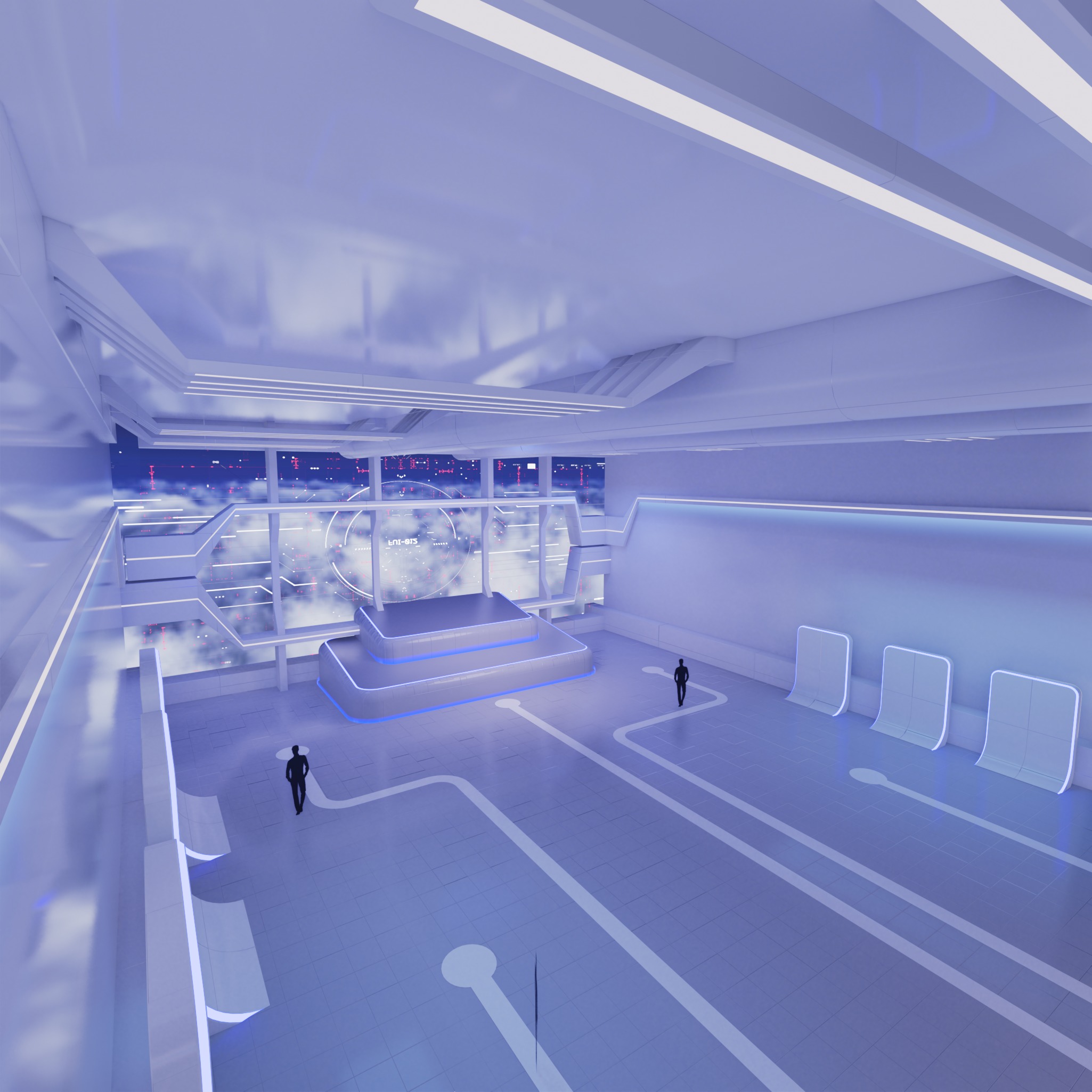 Sci Fi Exhibition Hall Interior with real world 3D model_1