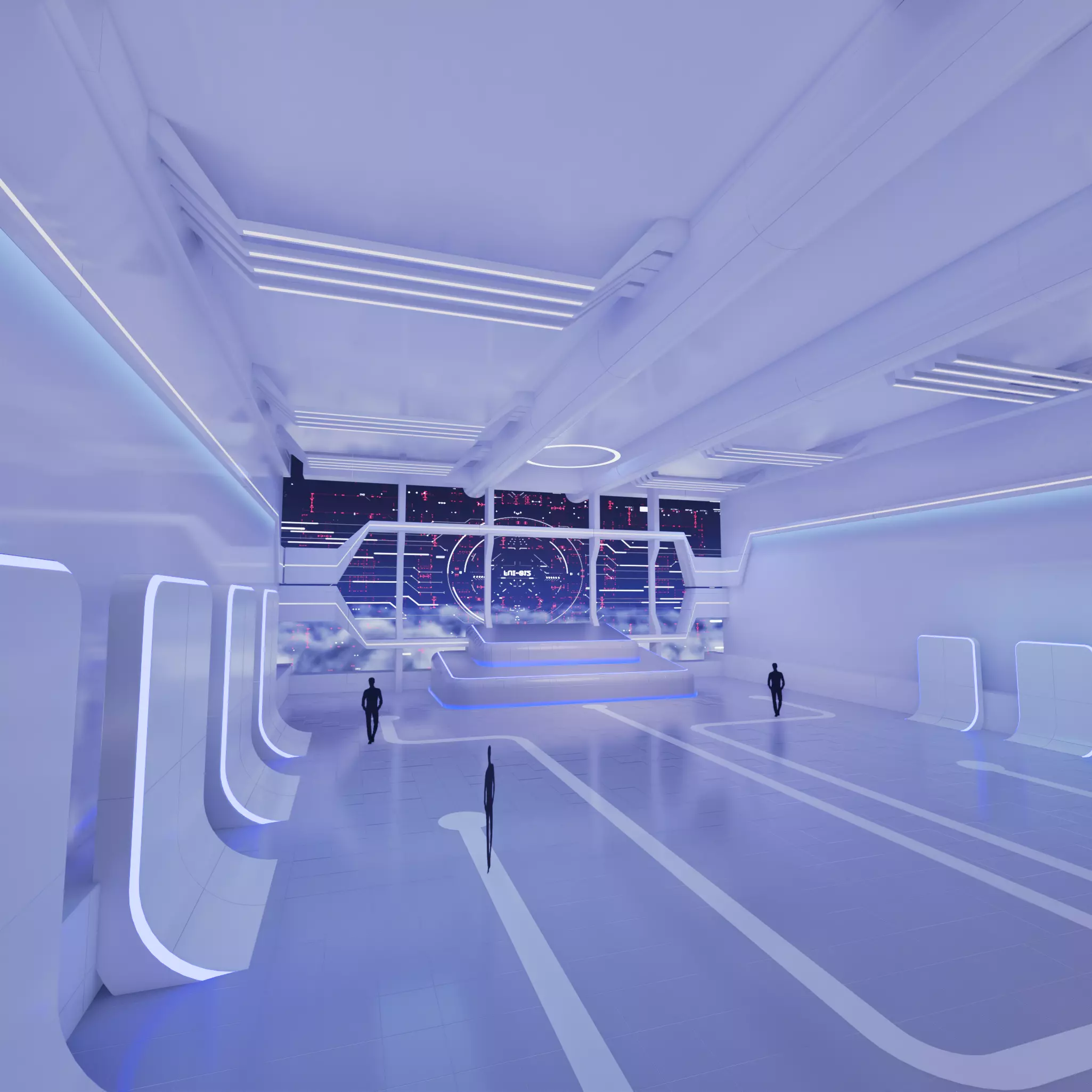 Sci Fi Exhibition Hall Interior with real world 3D model_0