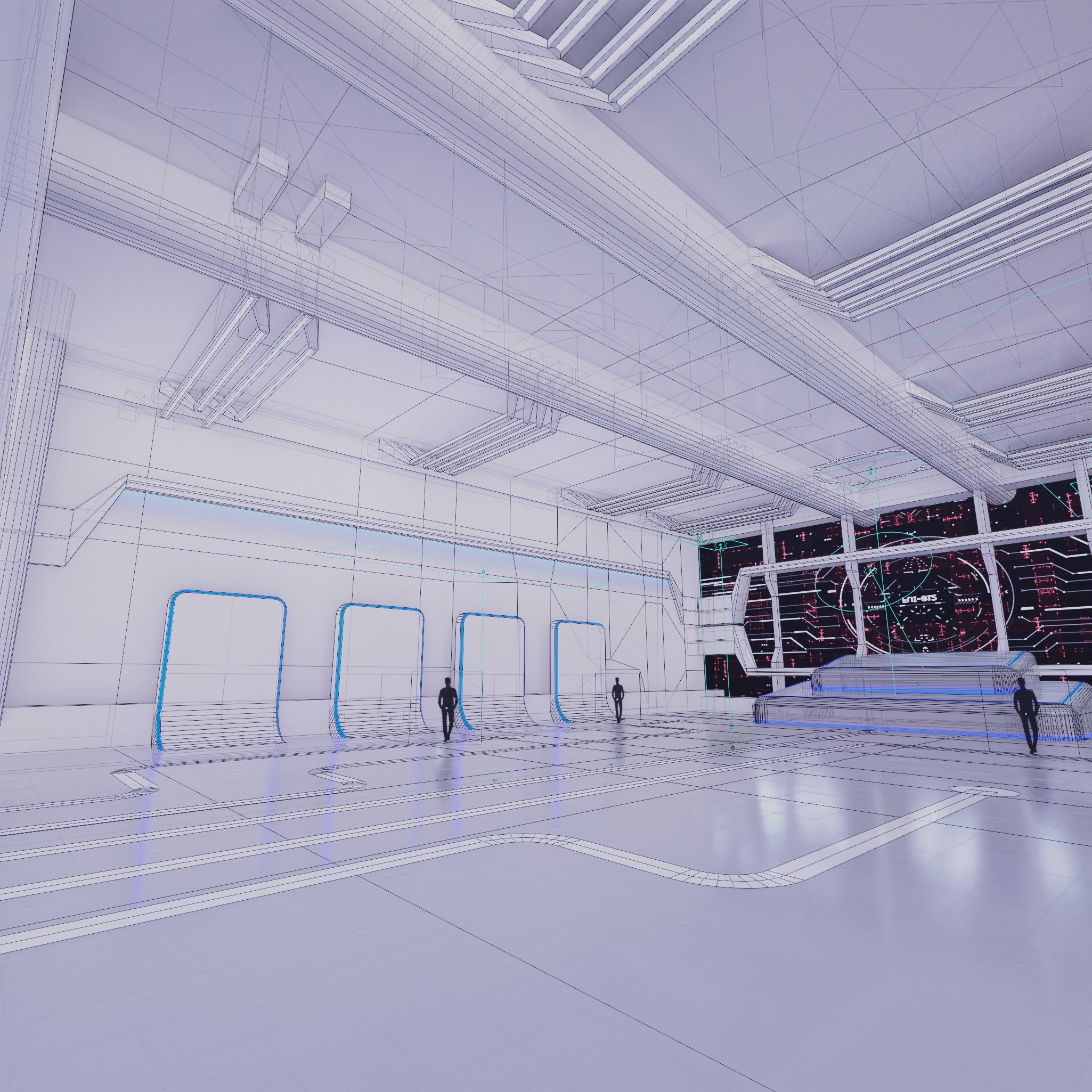 Sci Fi Exhibition Hall Interior with real world 3D model_8