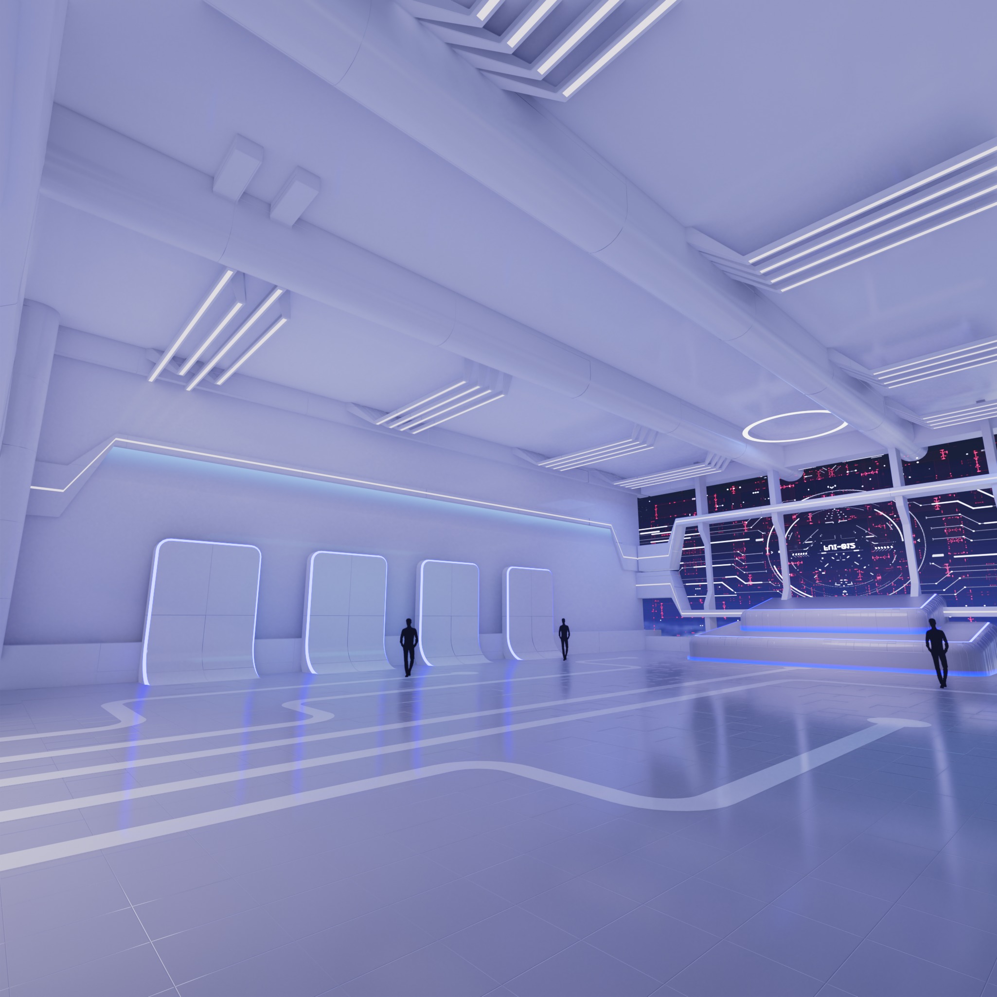 Sci Fi Exhibition Hall Interior with real world 3D model_4